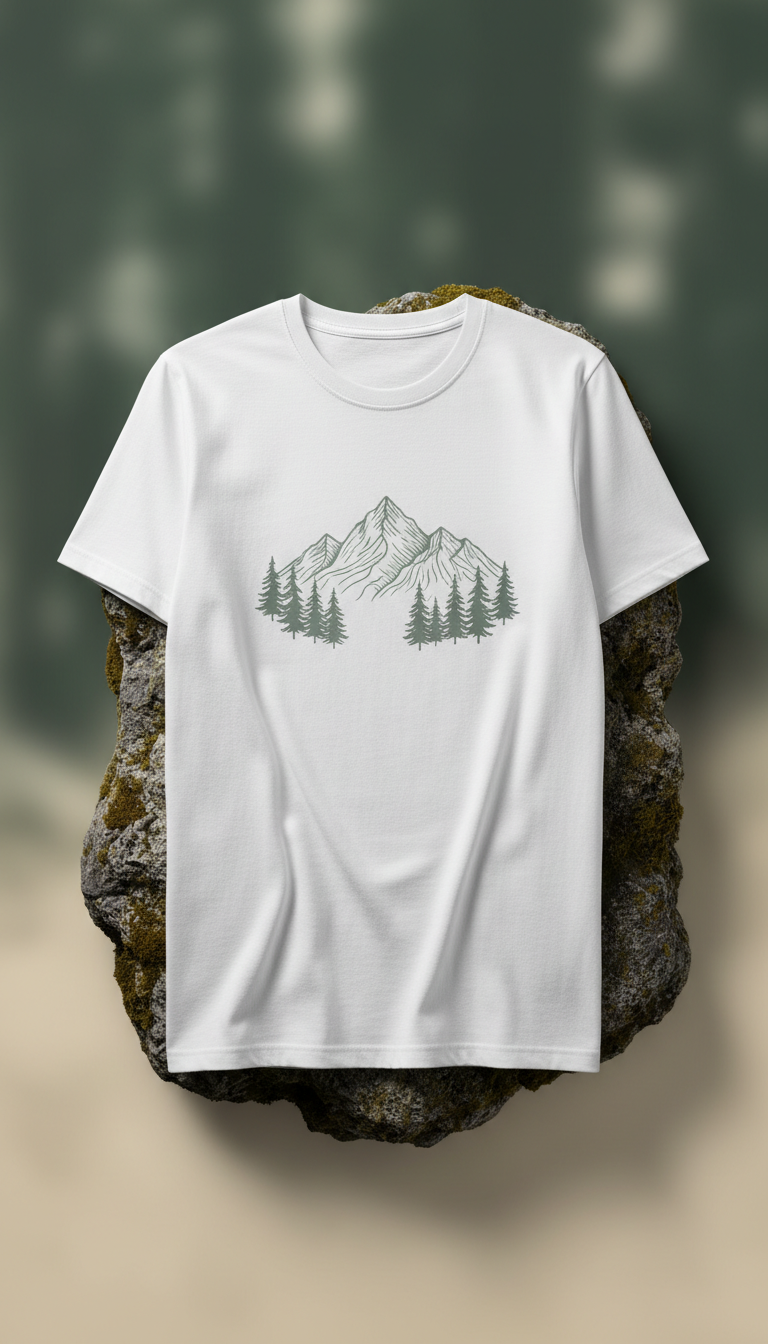 T-shirt coton épais illustration montagne