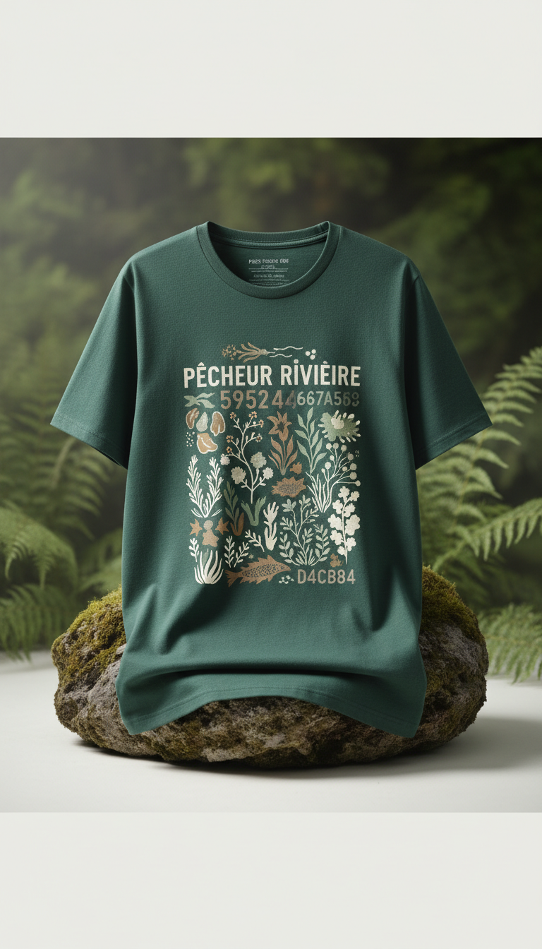 T-shirt sérigraphié pêcheur rivière édition limitée